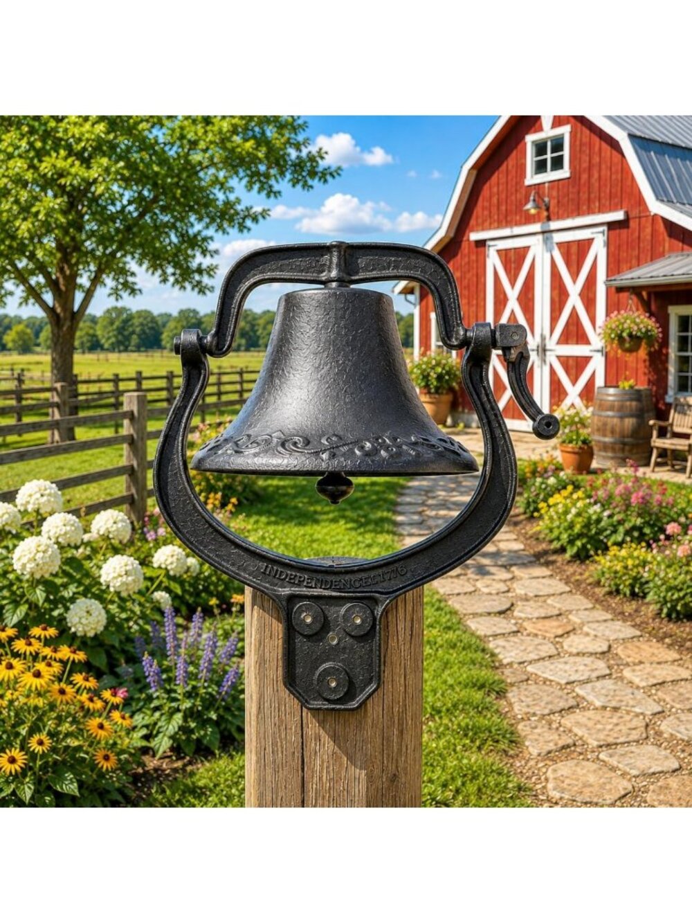 Vintage Cast Iron Dinner Bell - Antique Wall Mount Hand Bell for Farm, Garden